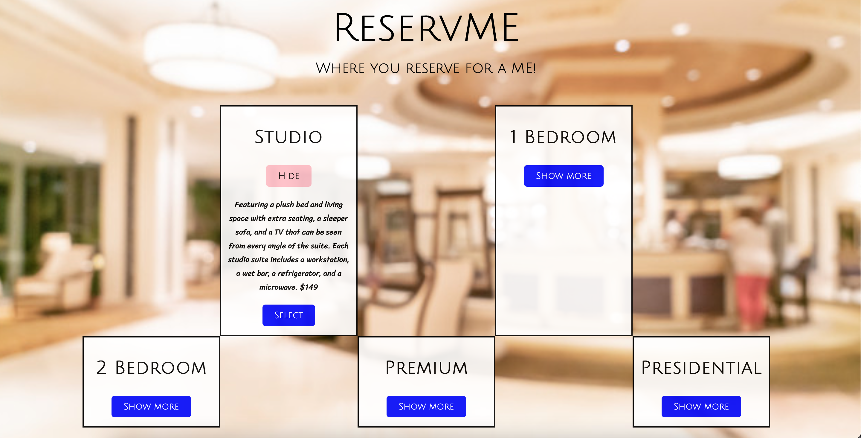 ReservME 2.0 home page